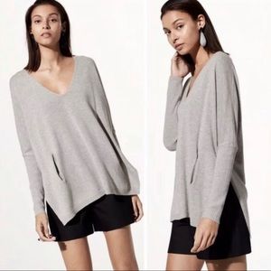 Babaton Aritzia Size XS XXS Baylor Sweater Oversized Wool Linen Pockets V Neck